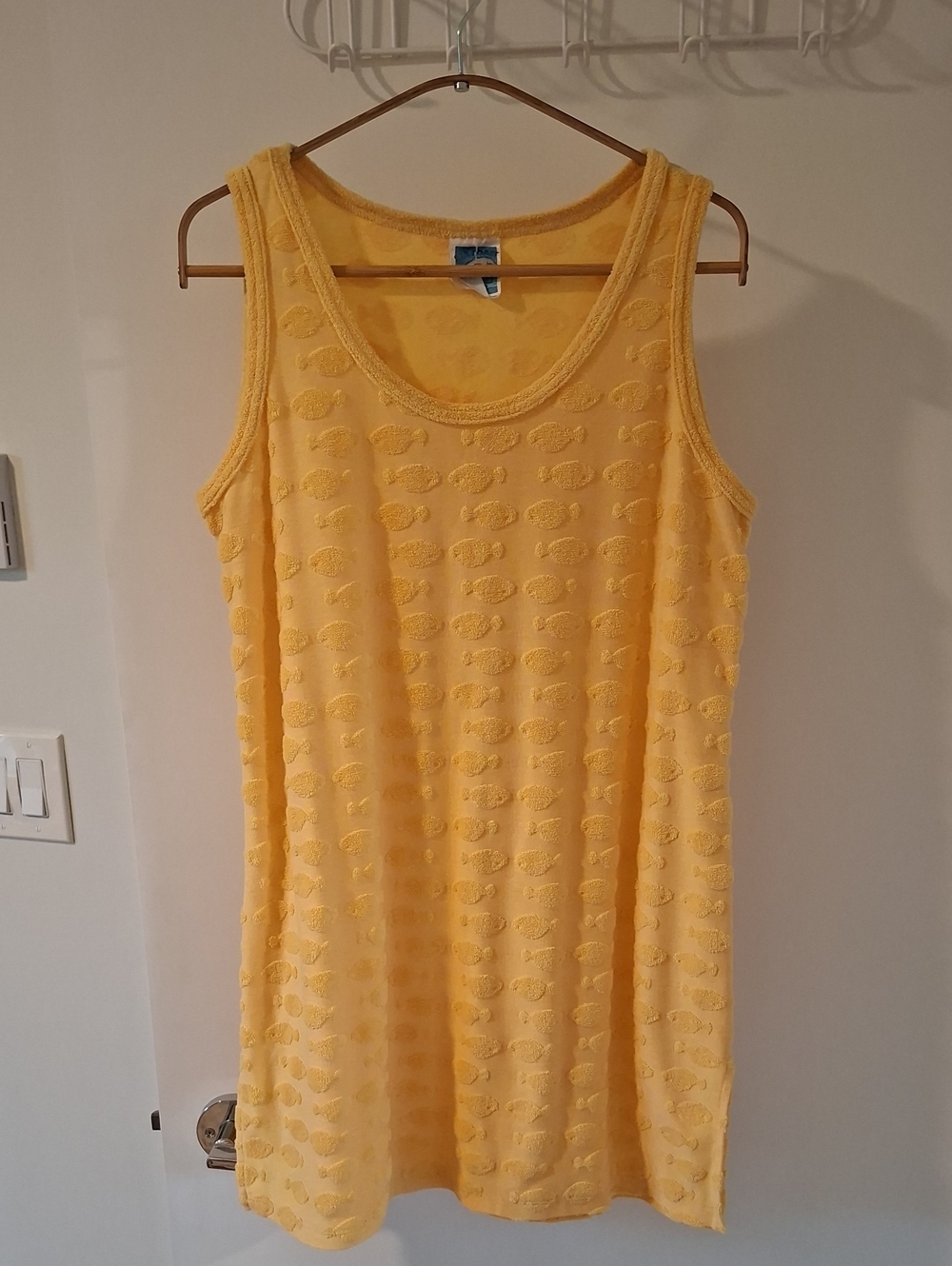Vintage 90's Yellow/Mango French Terry Poolside Cover-up/Mini Dress (Size S/M)